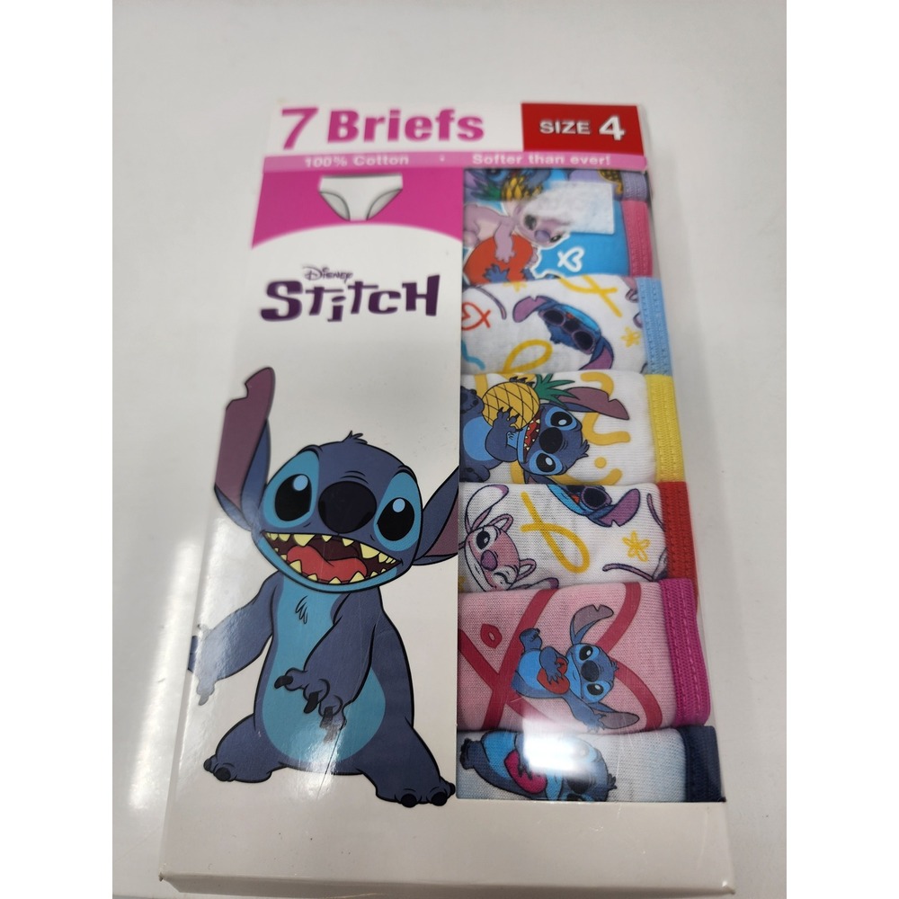 Disney Girls Stitch Briefs Multicolor Cotton Underwear Gift Set Size 4